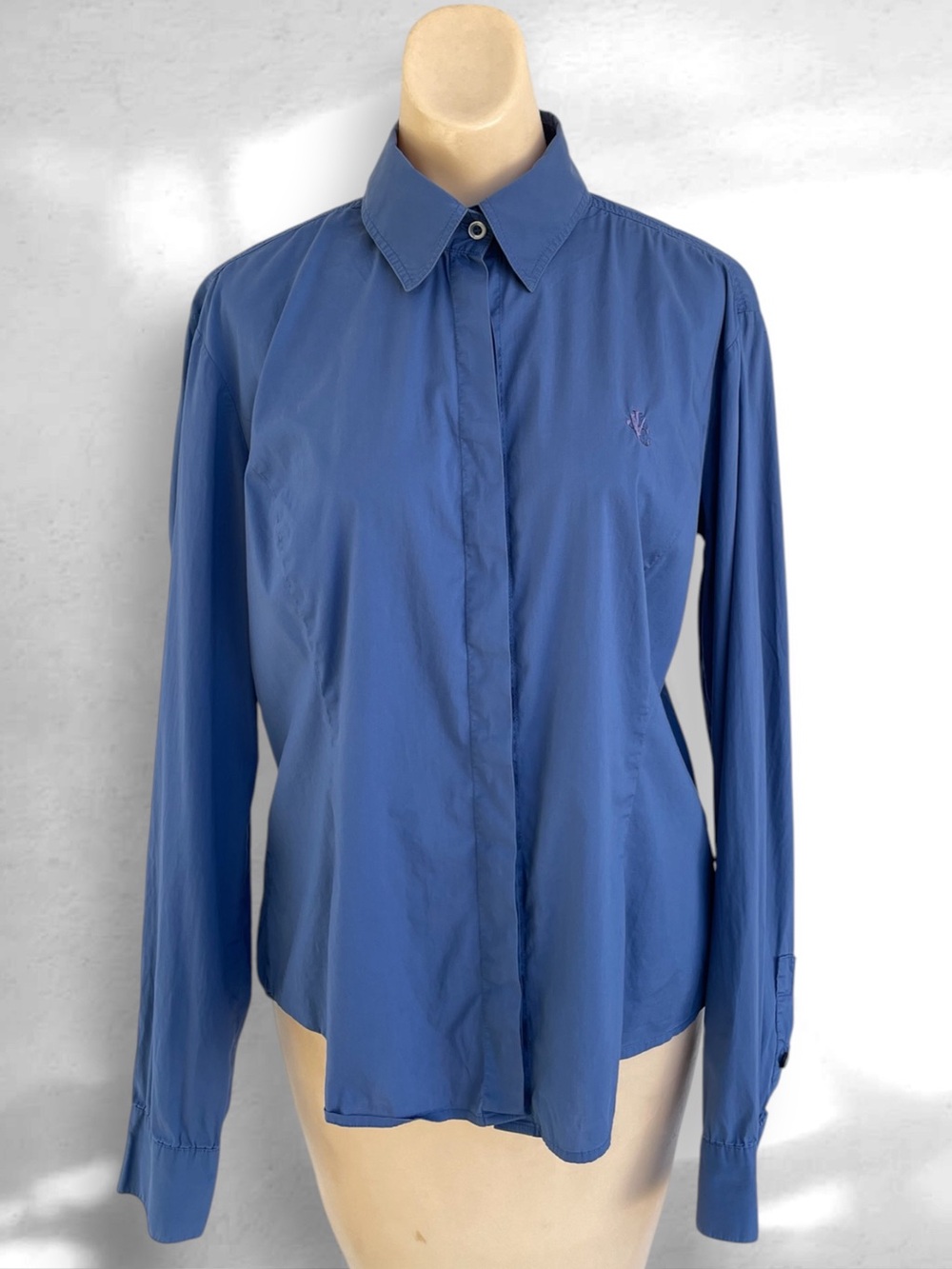 Versace Jeans Couture Blue Button Down Shirt Made in Italy Vintage Y2K M